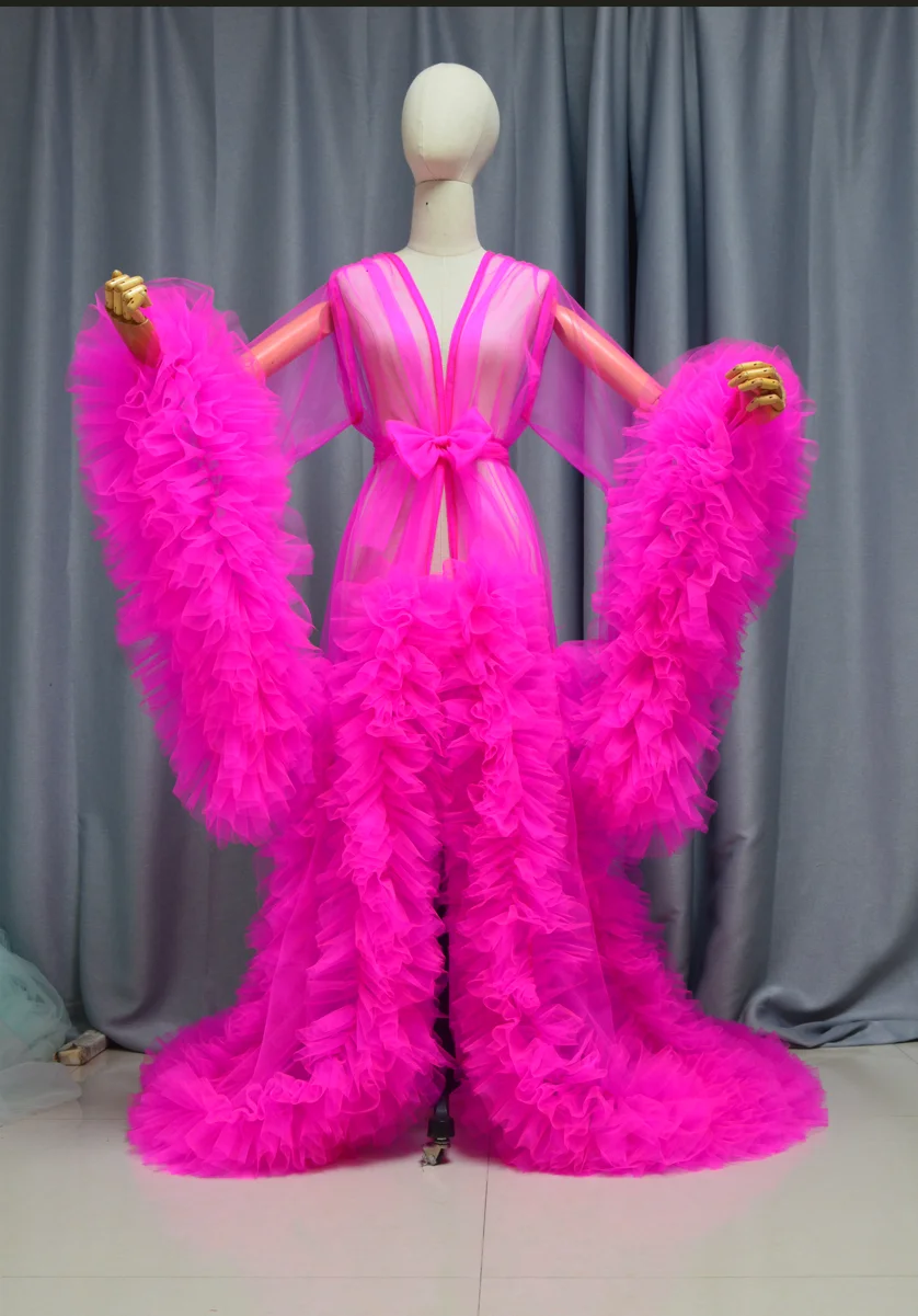 

Тюлевый халат-накидка, прозрачное длинное платье, пышное платье для беременных, для фотосессии, буа-буар платье невесты, индивидуальный размер и цвет