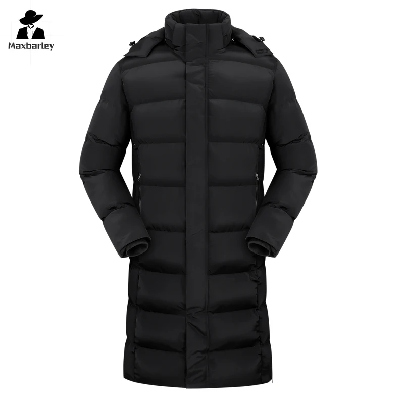 

Winter Down Cotton Jacket Men's Fashion Glossy Knee Long Warm Padded Coat Women's Luxury Windproof Warm Ski Board Parka Size 8xl