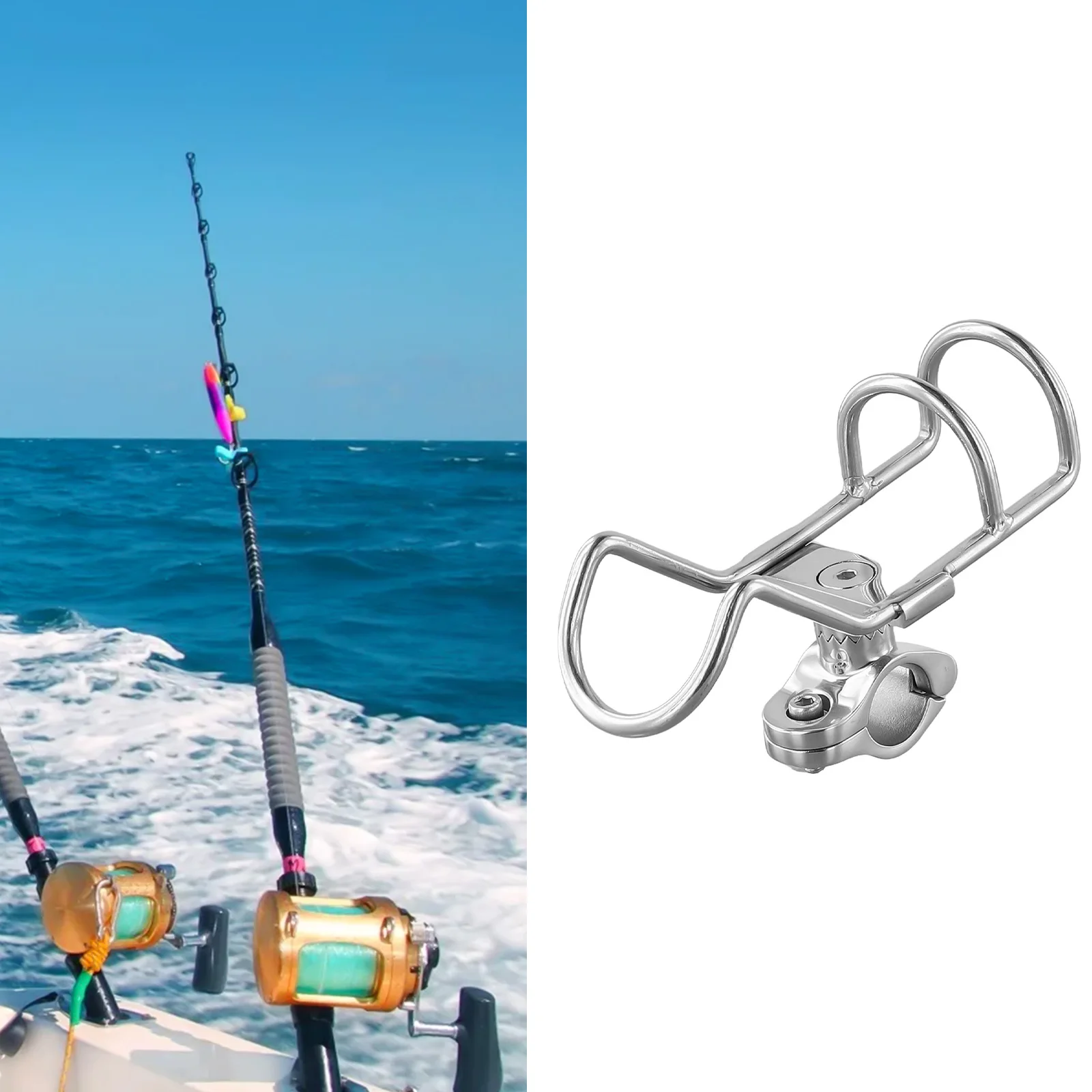 Approx. 25mm 1.02inch 316 Stainless Steel Rod Holder 360-Degree Adjustable Rod Holder For Boat Use For 25mm Rails