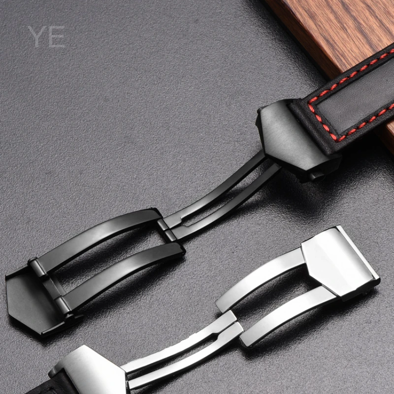 Натуральный безопасный для кожи ремешок для часов из натуральной яловой кожи 22 мм для серии Tag Heuer, элегантные джентльменские дышащие ремешки для часов, черные