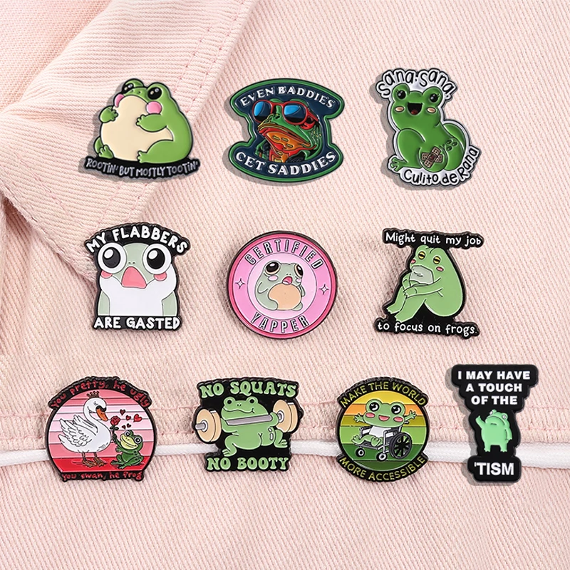 Bonita colección de ranas, alfileres esmaltados, My Flabbers Are Gasted, broche de Animal de dibujos animados, insignia de solapa, joyería de moda, regalos para niños y amigos