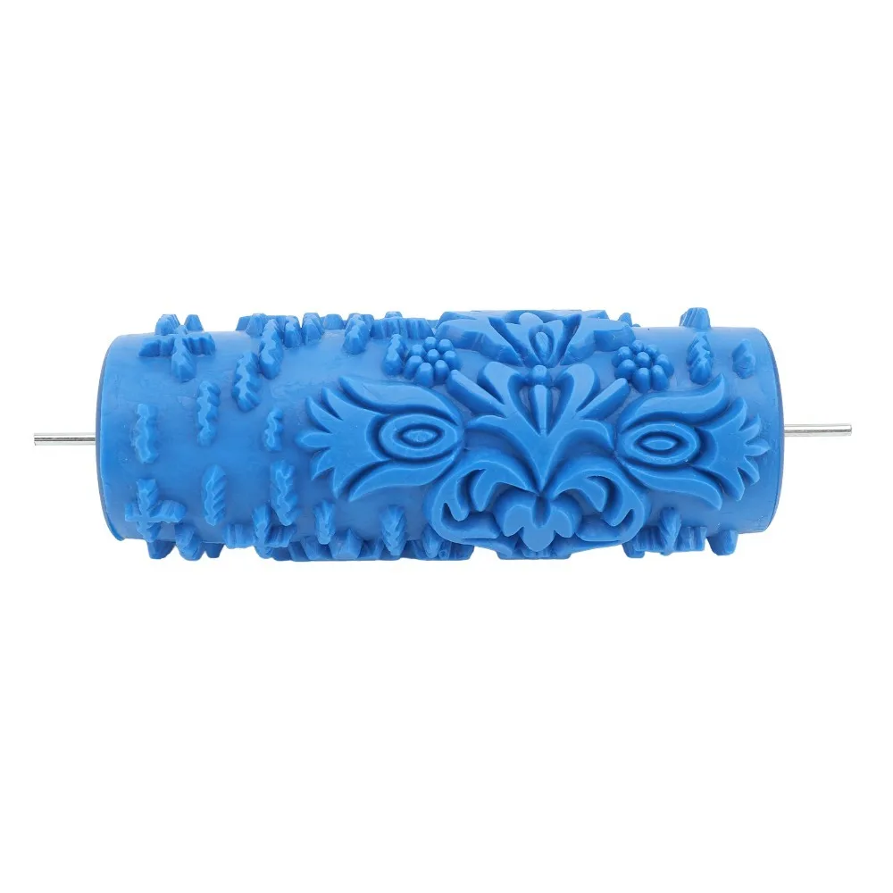

Reusable Decorative Texture Roller Rubber Embossed Pattern Pattern Paint Roller Blue Texture Stencil Brush Wall Decoration