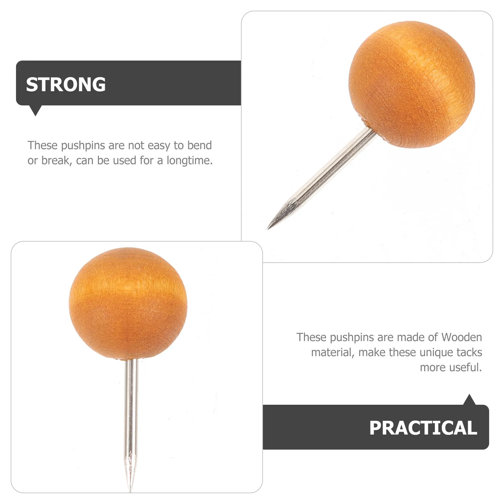 

100 шт. классических квадратных деревянных кнопок-гвоздиков, прочные многоразовые кнопки для пробковых и информационных досок, аксессуары для ежедневного использования и декора