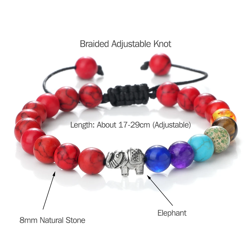Natural Stone 7 Chakra Beaded Bracelets Handmade Braided Rope Bangles For Women Men Jewelrys Yoga Gifts Trendy Friendship Prayer