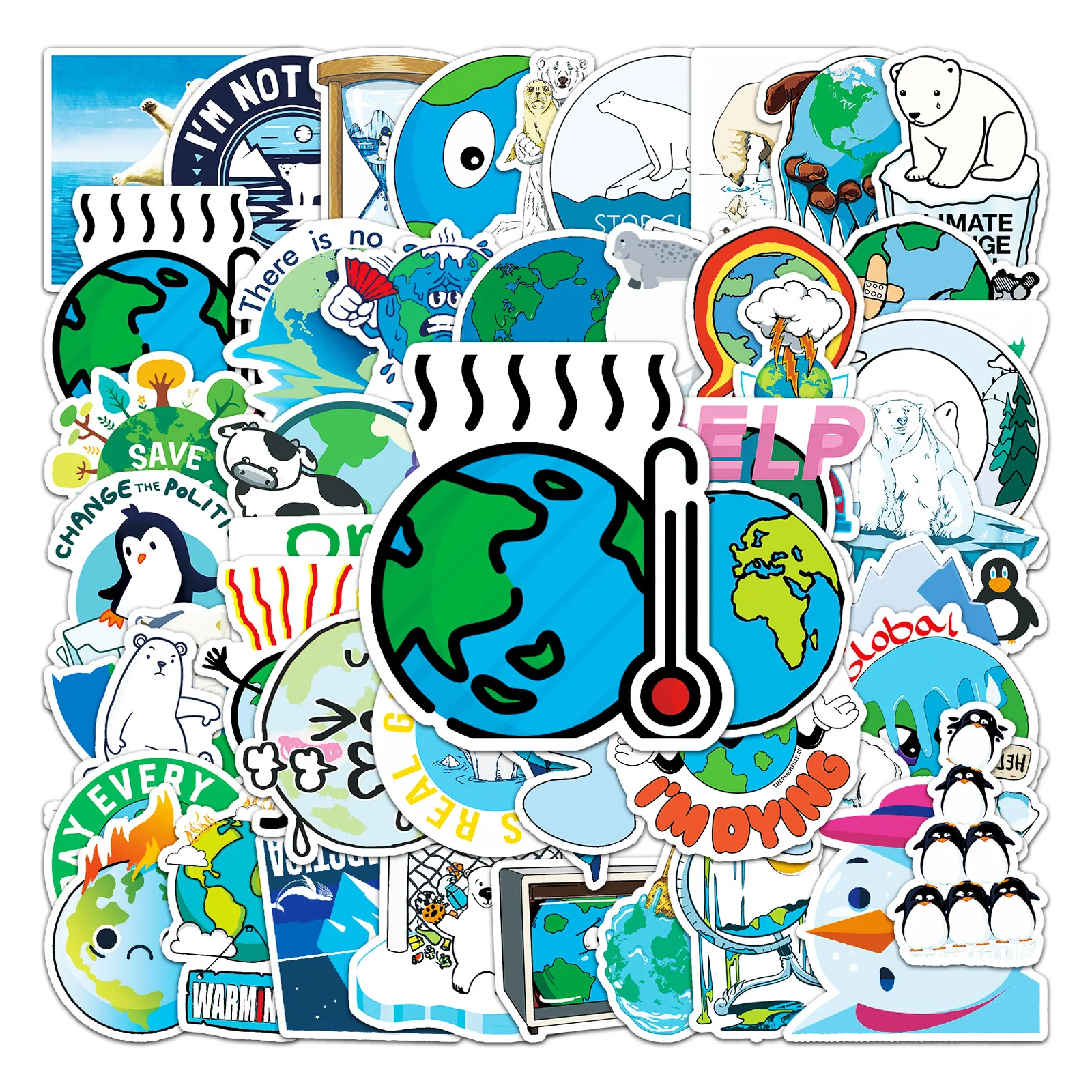 

10/50PCS Global Climate Change Graffiti Protection Environment Decoration Skateboarding Luggage Waterproof Stickers Kids Toy