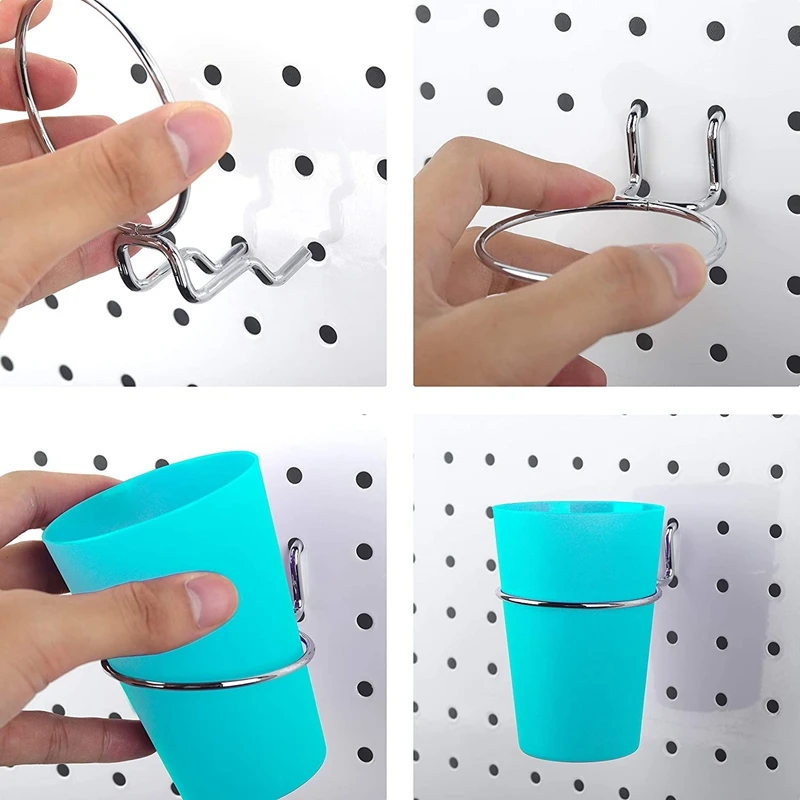 Ganchos Pegboard com Copos Pegboard, Cotes Estilo Anel, Porta-copos, Acessórios, 7 Conjuntos