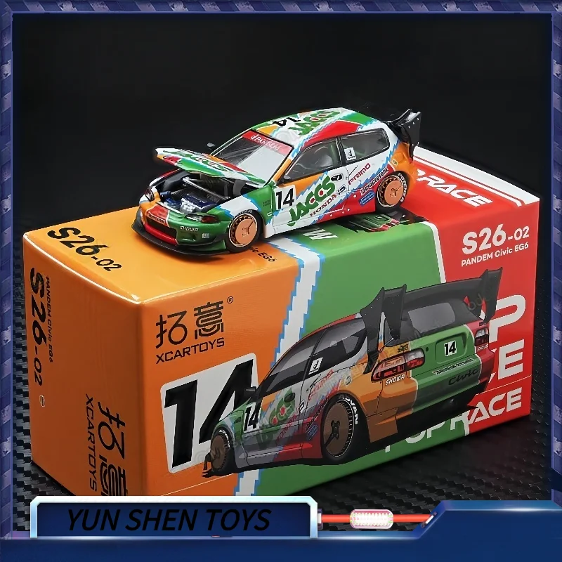 Xcartoys Pop Race 1/64 Pandem Civic Eg6-Metallic Cars Legering Motorvoertuig Diecast Metaal Model Kinderen Kerstcadeau Speelgoed Voor jongens