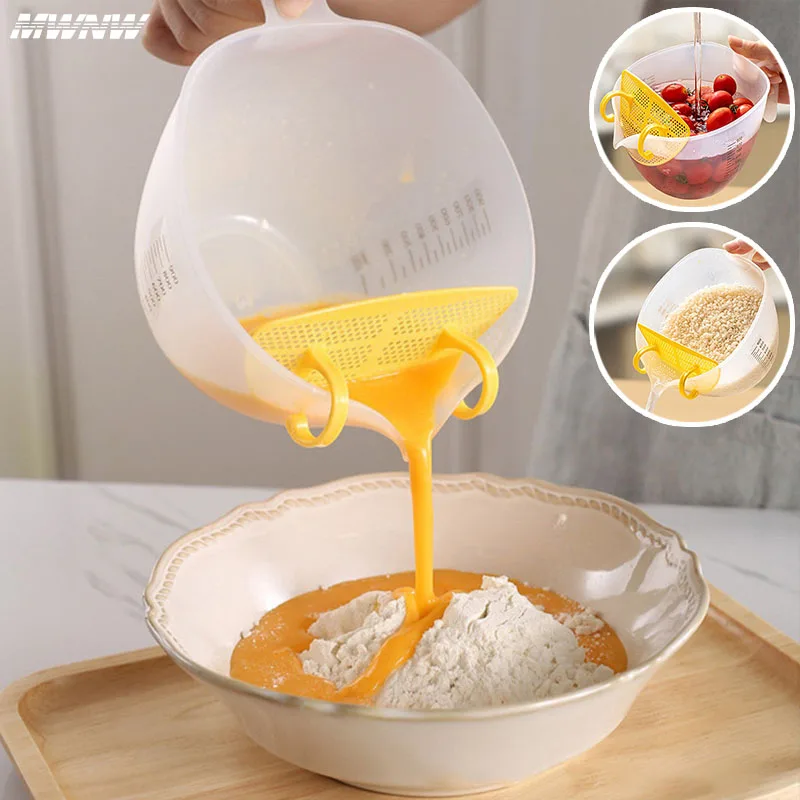 Egg Liquid Baking Filter Measuring Graduated Cup Multi-functional Cleaning Vegetable Fruit Rice Beans Kitchen Tools ﻿