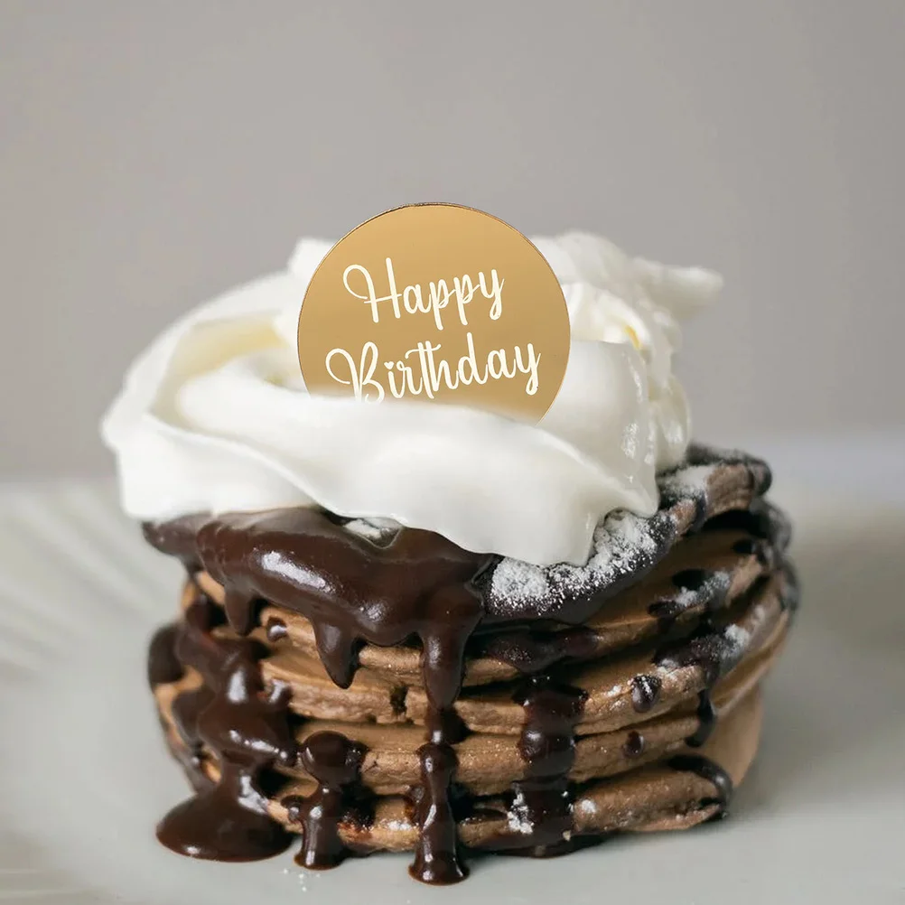 

20Pcs Acrylic Cupcake Toppers Happy Birthday Discs Small Lightweight Easy Carry Acrylic Cake Topper Cupcake Toppers