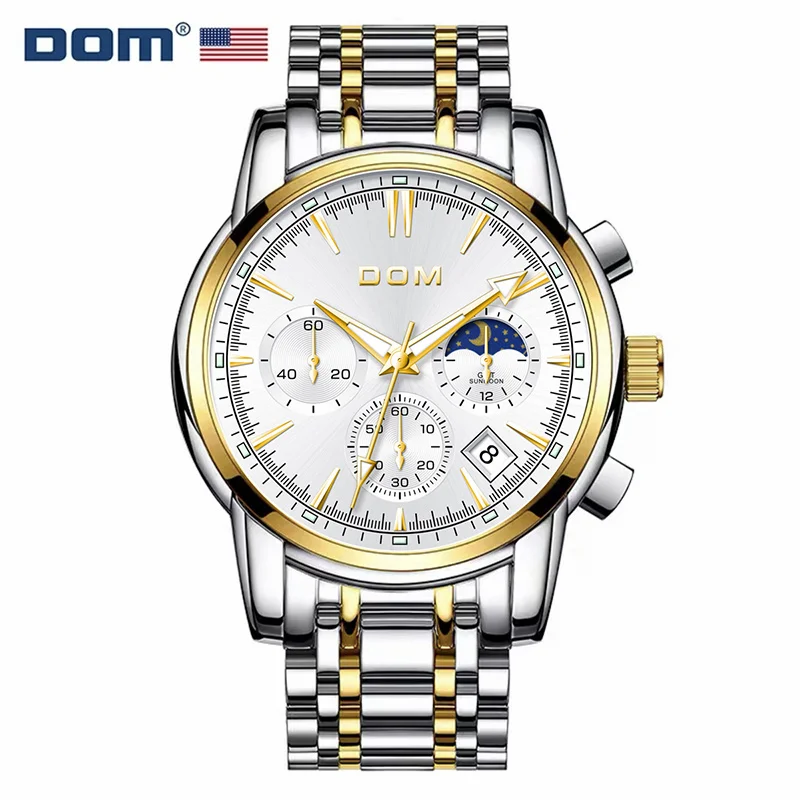 

DOM 7508 Quartz Watch Men Silvery Luxury Business Watches Waterproof Date Pointer Starry Sky Wristwatches for Male Clock