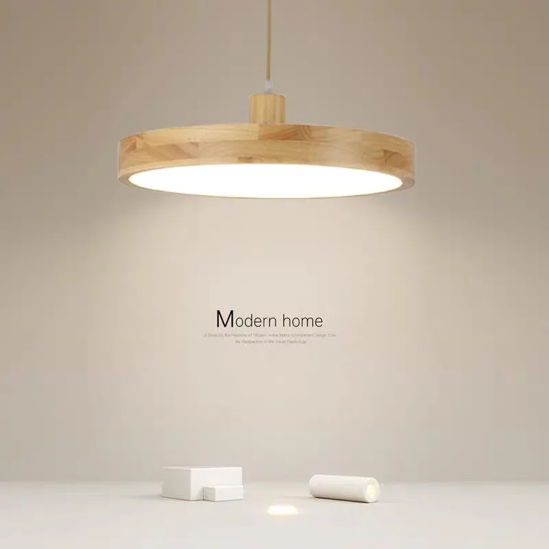 Modern LED Pendant Light Slim Wooden Acrylic Hanging Lamp For Restaurant Living Room Bar Coffer Shop Indoor Illumination Fixture