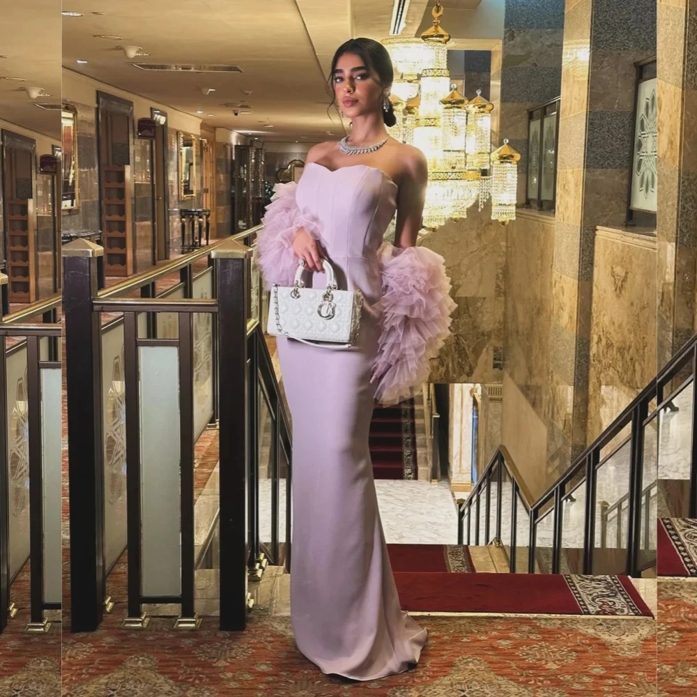

Sweetheart Women Long Bespoke Occasion Gown Evening Dresses Pastrol Unisex Jersey Retro Dubai Saudi Arabic Prom Customized