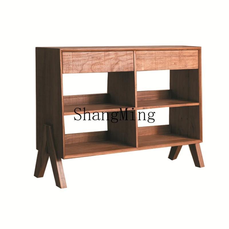 

ZYY medieval dining side cabinet against the wall tea cabinet wabi sandy wind pure solid wood multi-functional locker