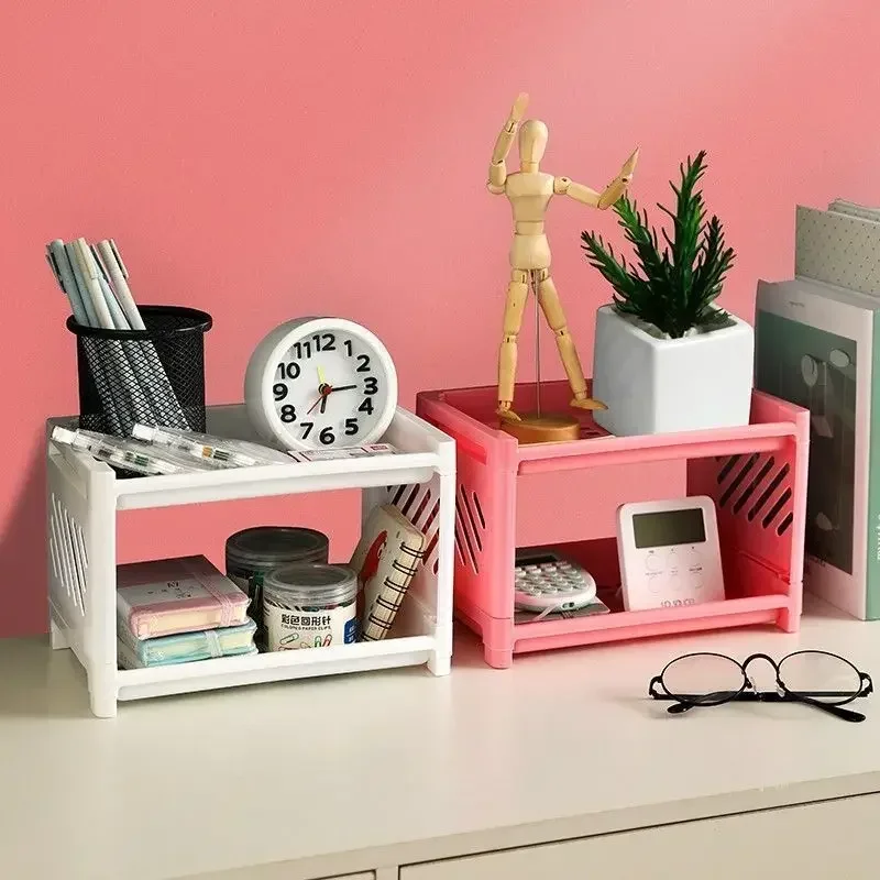 Multifunctional Desktop Storage Rack - 2 - Tier Office Organizer with Hollow Design for Stationery, Books & Sundries