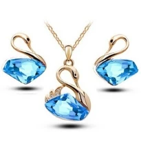 S065 Korean fashion ax stone crystal jewely sets   Necklace + Earrings Two-piece Set