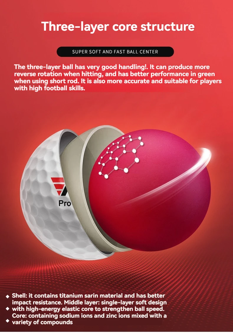 Offizielle 3-lagige Premium-Golfbälle von PGM üben das Wettbewerbs-Performance-Training für den Abstand, gerade Schüsse, Golf-Design für den Sport – Detail 2