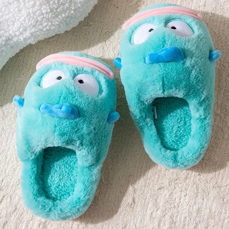 รองเท้าแตะผ้าฝ้ายลายการ์ตูนฮังโยดอนน่ารัก พื้นหนา อุ่นสบายสำหรับฤดูหนาว ใส่ในบ้านหรือนอกบ้าน ของขวัญสำหรับคู่รัก ลายอนิเมะน่ารัก