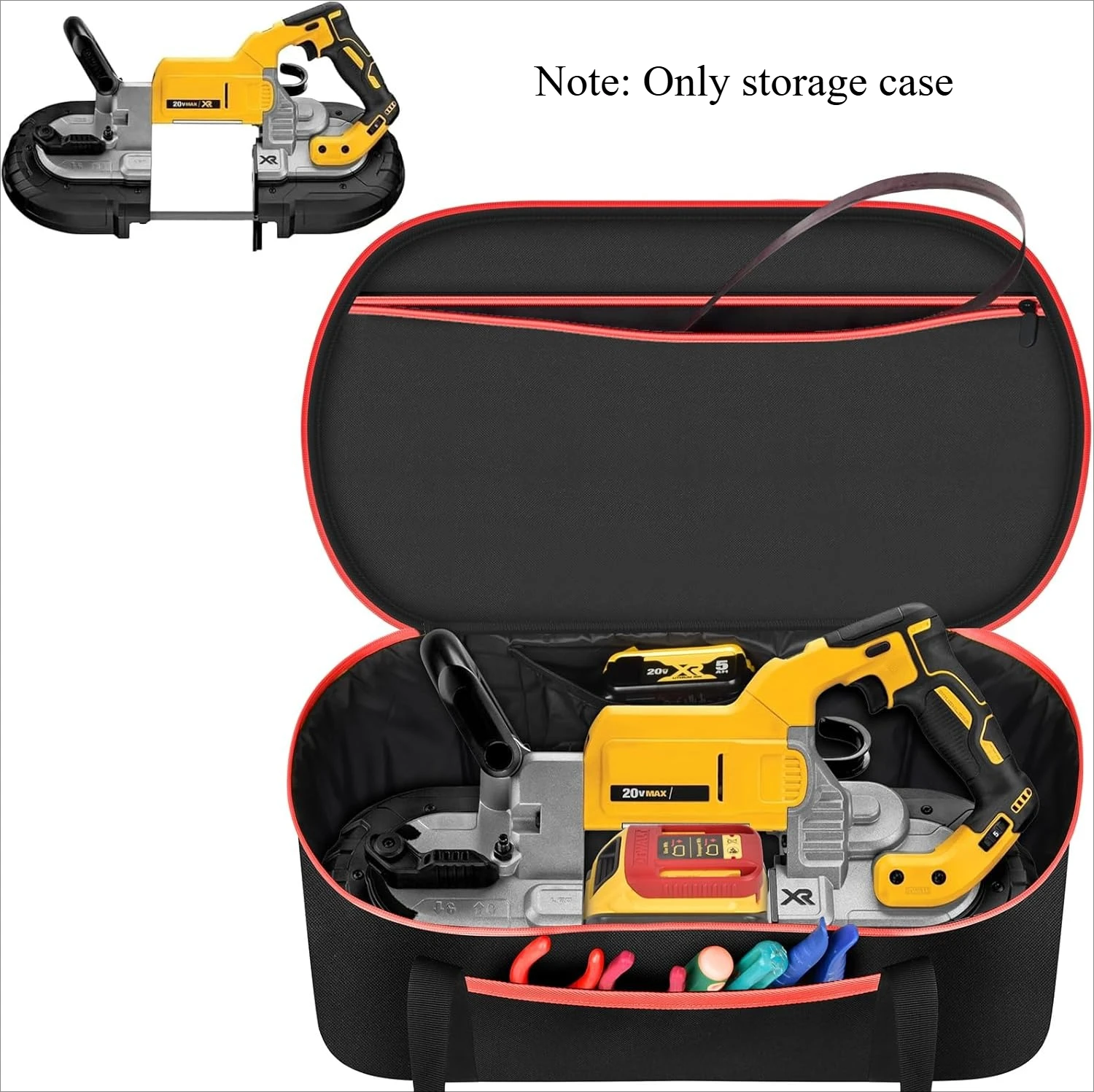 （CASE ONLY)Portable Band Saw Case, Universal Storage Bag for Cordless Tool & Blades, Heavy-Duty Organizer for Batteries and Char