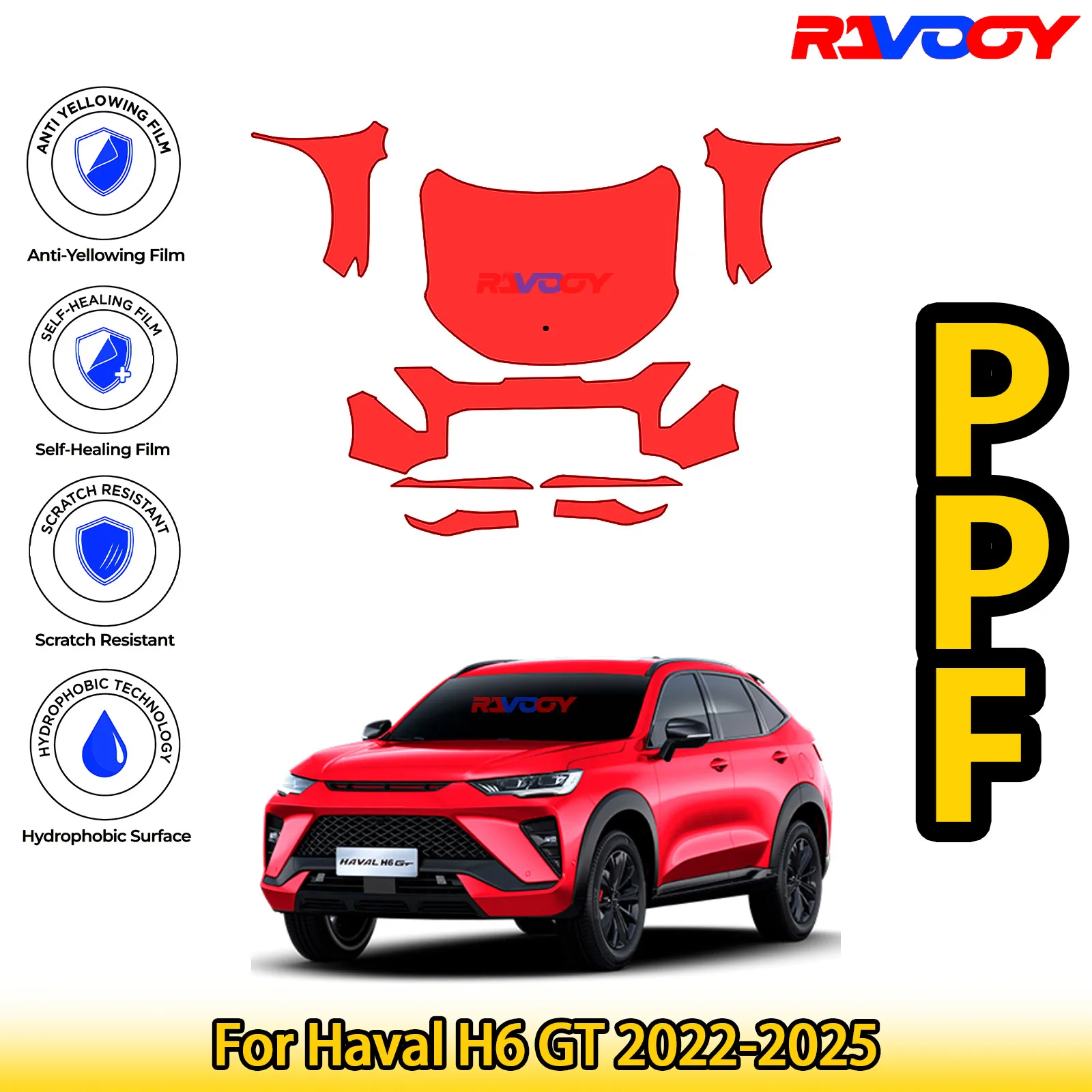 

For Haval H6 GT 2022-2025 Glossy Matte Black Precut front PPF Kit Paint Protection Film