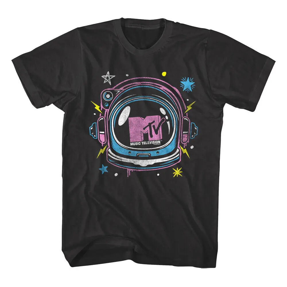 Mtv Goes To Space Men'S T Shirt Iconic Logo With Astronaut Helmet