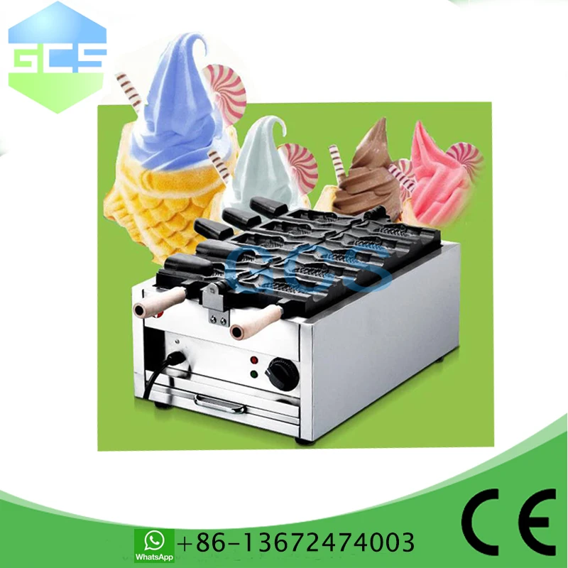 Electric 110v 220v Commercial Use Ice cream Taiyaki machine Fish Cone Waffle Maker Ice Cream Fish Molds