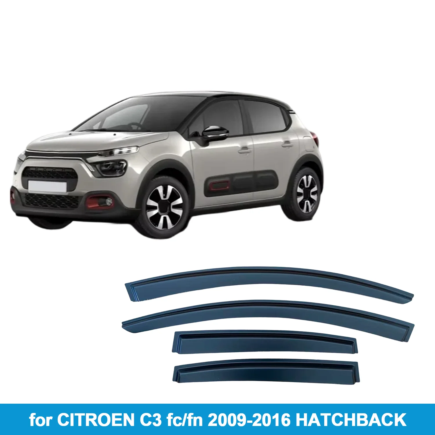 

Window Visor for CITROEN C3 FC/FN 2009-2016 HATCHBACK Rain Guard Side Vent Deflector Weathershield Outside