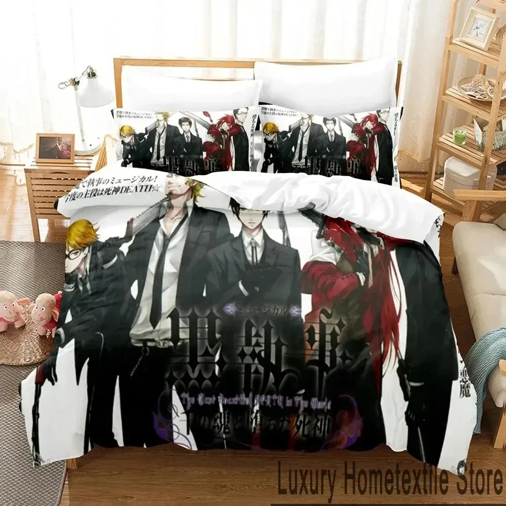 3D Print Anime Black Butler Bedding Set Boys Girls Twin Queen King Size Duvet Cover Pillowcase Bed boys Adult Home Textileextile