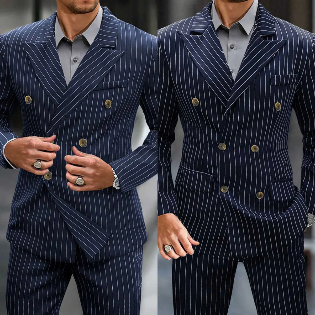 

Элегантные свадебные смокинги: мужской костюм-двойка (пиджак и брюки) с длинным рукавом, в полоску, двубортный, для вечерних мероприятий, на заказ