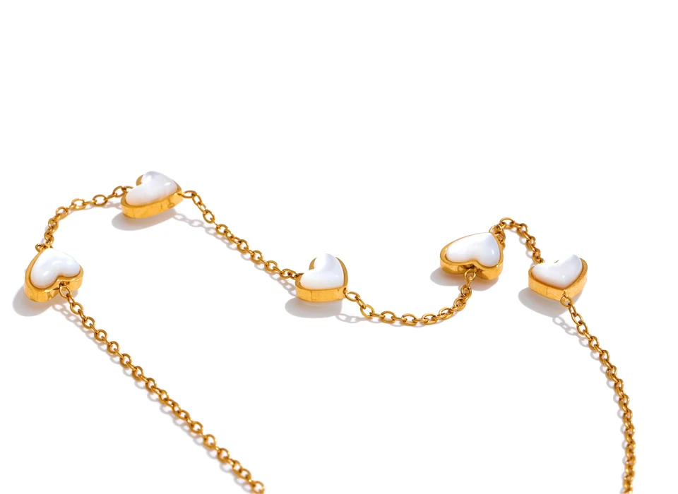 Yhpup Hochwertige doppelseitige Muschelkette Halskette Goldfarbe Edelstahl Exquisite Schlüsselbeinkette Schmuck Geschenk – Detail 7