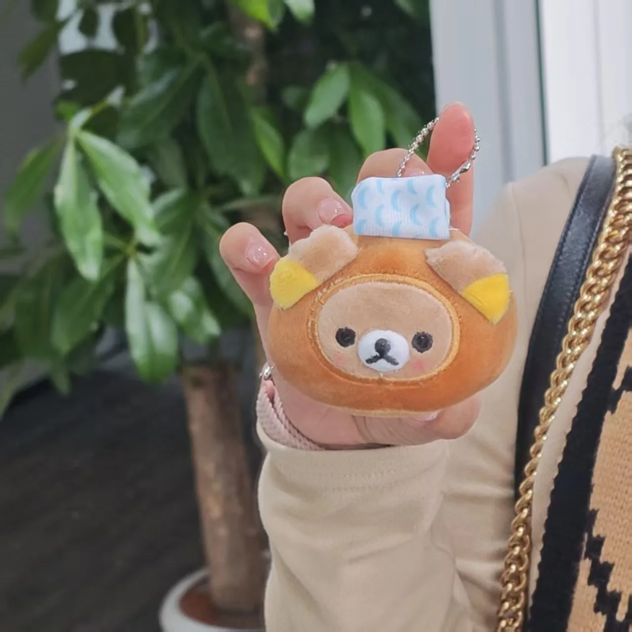 

Rilakkuma Roasted Dumplings Series Roasted Mantou Limited Plush Figure Girl Heart Bag Hanging Decoration Gift for Girl Friends
