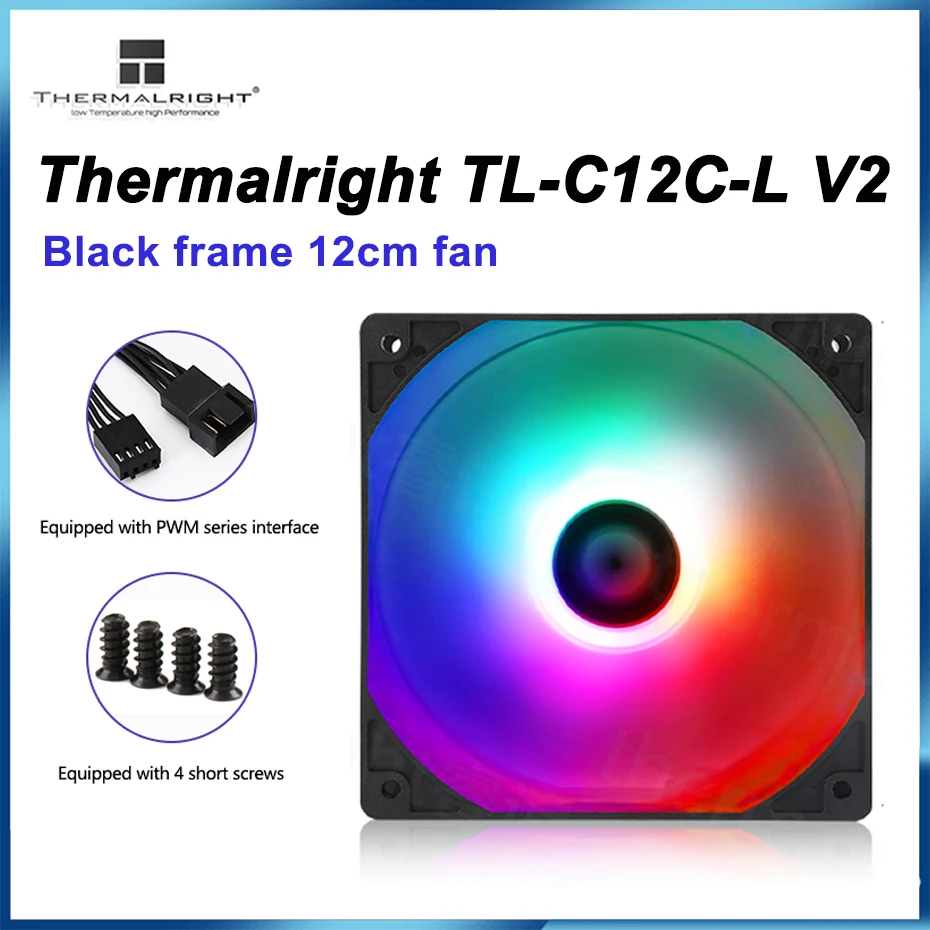 

Thermalright TL-C12C-L V2 Black 120mm Case Fan Constant Light Effect 4PIN PWM Quiet Fan