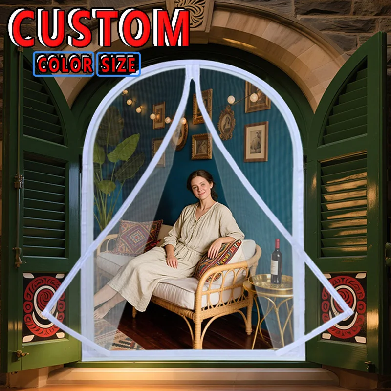 Magnetic Curved Window Mosquito Net Customizable Arched Curved Door Screen Round Fly Insect Screen Mesh Invisible Fiberglass