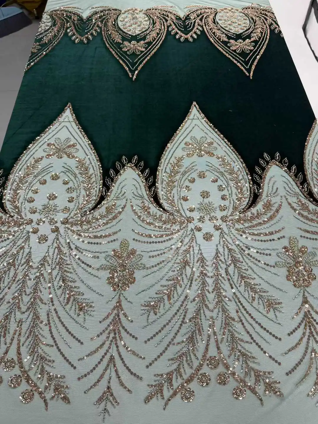 

African Beaded Lace Fabric 2026 High-Quality Velvet Mesh Embroidered with French Sequins for Women's Evening Party Dresses