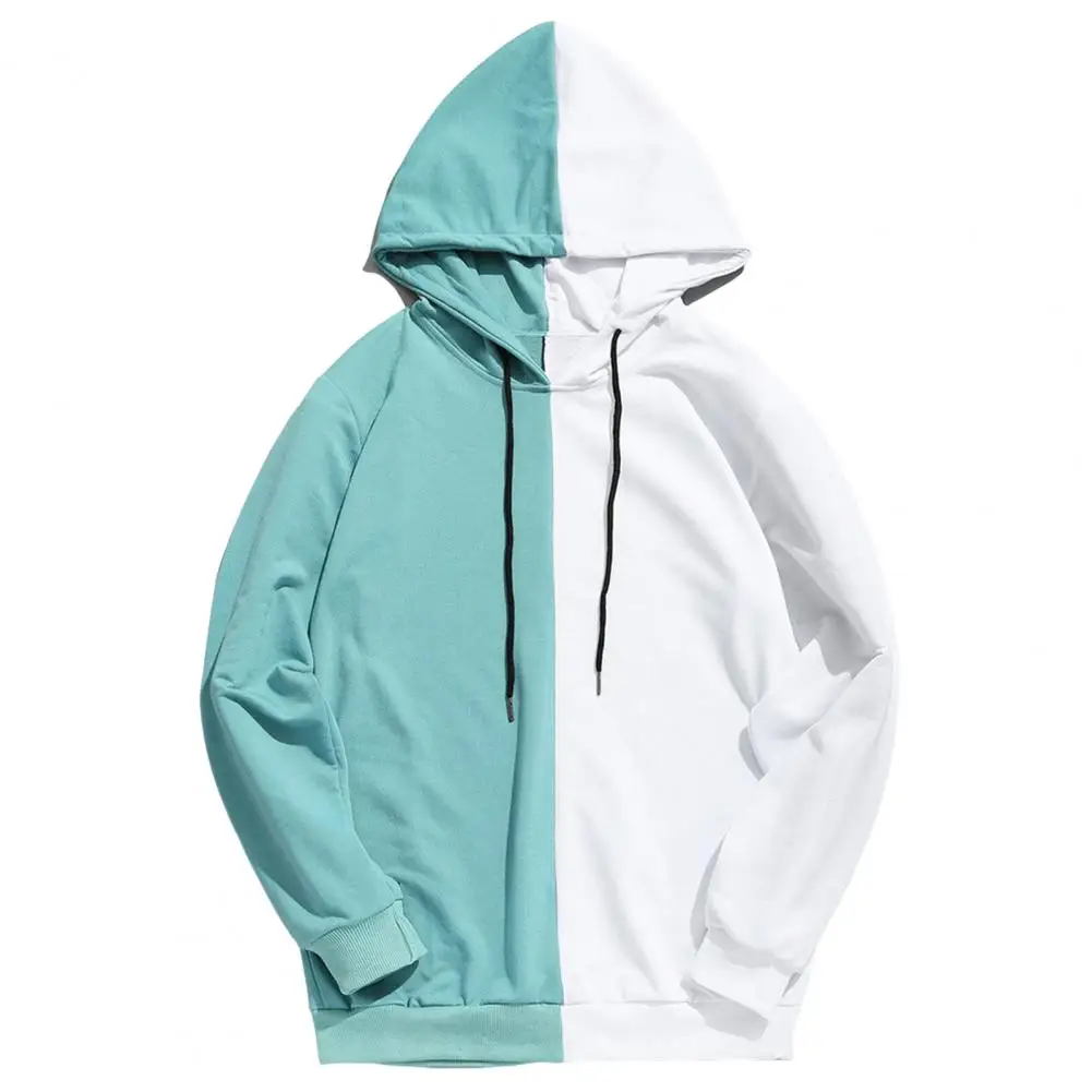 Long Sleeve Drawstring Pullover Hoodie Unisex Autumn Winter Color Matching Casual Pullover Hoodie Hooded Sweatshirt for Work