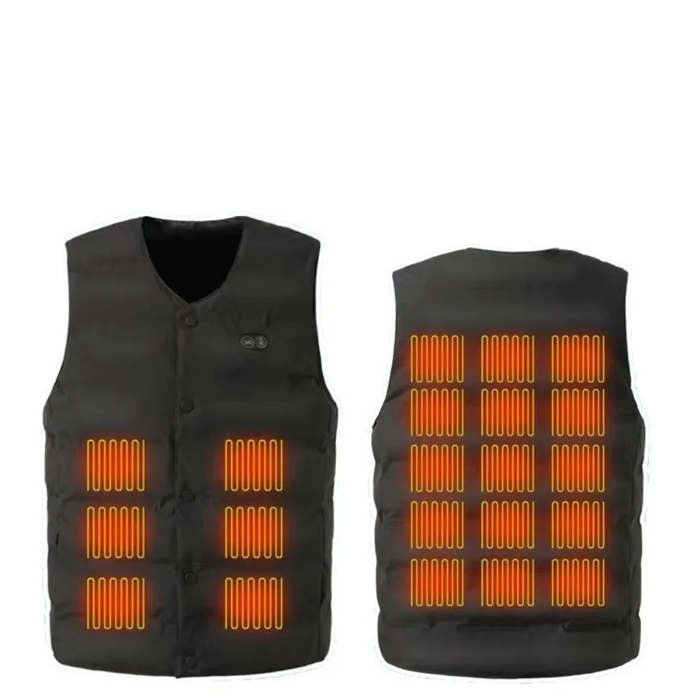 سترة ساخنة جديدة لعام 2025 للرجال والنساء، سترة تدفئة كهربائية بمنفذ USB مكونة من 21 منطقة، تحكم ذكي في درجة الحرارة
