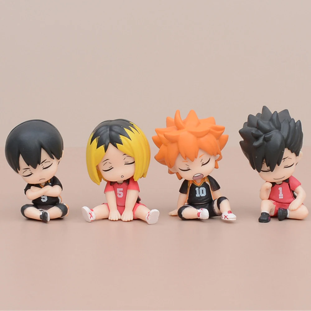 4pcs/set Creative Sports Volleyball Comic Anime Haikyuu Tobio Kageyama Shoyo Hinata Iwaizumi Kozume Figure Craft Model