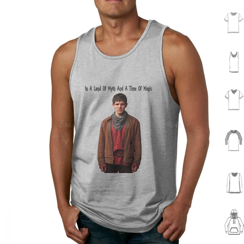 Merlin Tank Tops Print Cotton Merlin Arthur Tv Legend Knight Colin Morgan Bradley James Eoin Alex Vlahos Santiago Cabrera