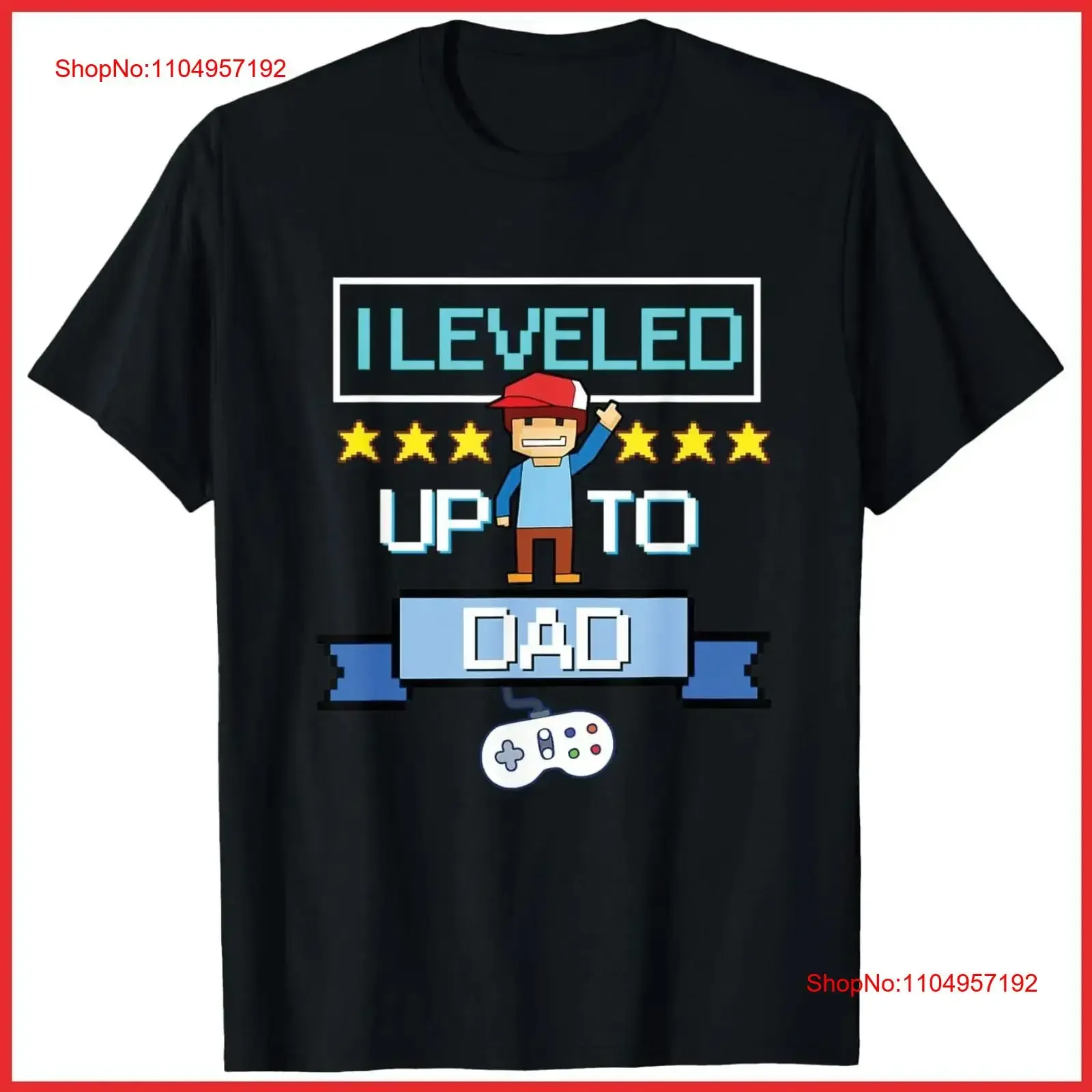 Funny I Leveled Up To Dad Retro Daddy Gamer Pixel Video Game Black T Shirt S 5XL vintage Washed fashion streetwear graphic