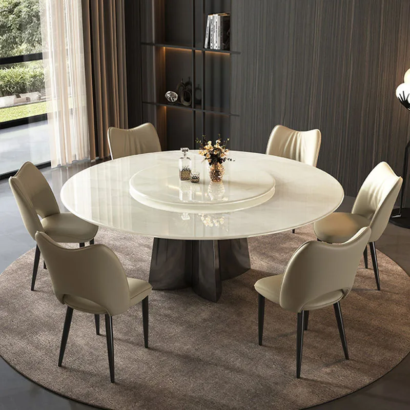 Round Luxury Dining Table Modern Kitchen Restaurant Coffee Lounge Dining Table Space Saving Designer Muebles Salon Furniture