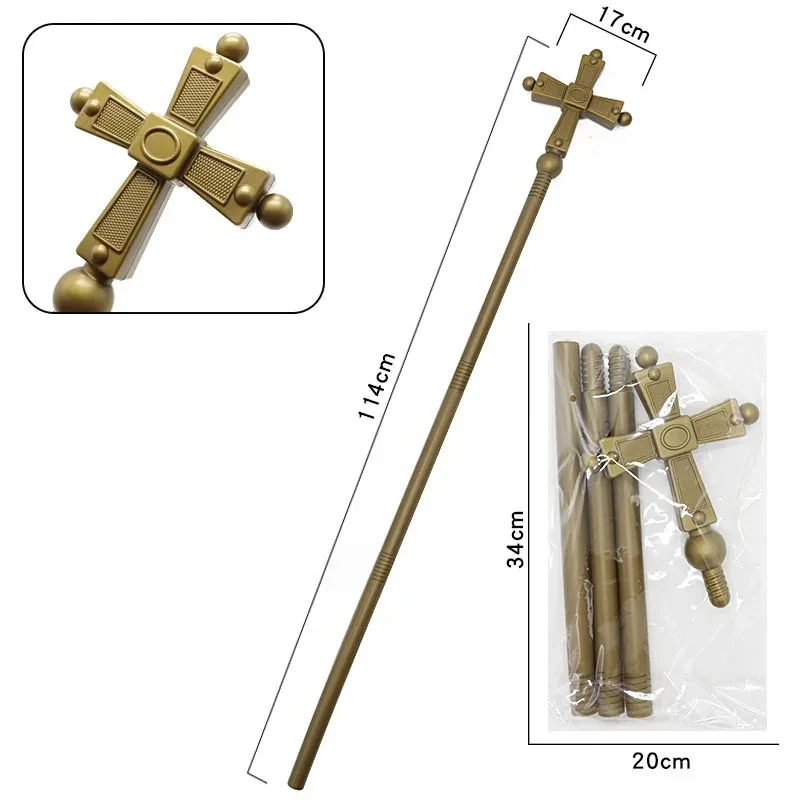 Kij Sztaba Krzyżowa 77cm Plastikowa Laska Kostiumowa Rekwizyt na Halloween Imprezę Scenę