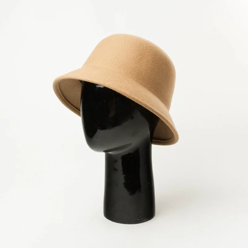 Autumn Winter New Wool Felt Fisherman Hat Woolen Bucket Hat Women's Casual Felt Fedora Bare Fisherman Hat