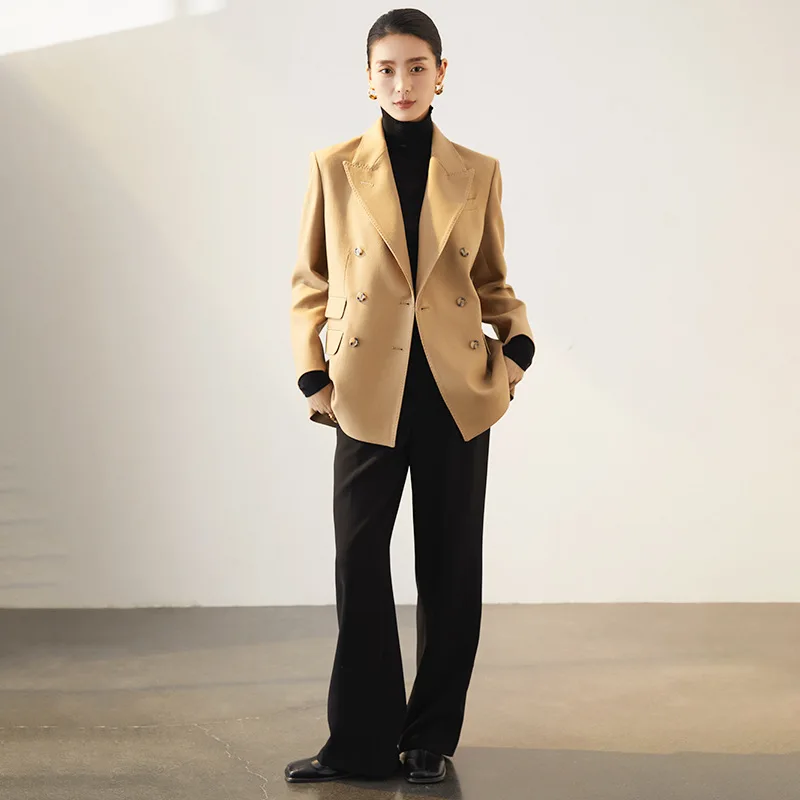 

Worsted wool small suit spring and autumn coat women's 2023 new high-end wool coat commuter suit collar top