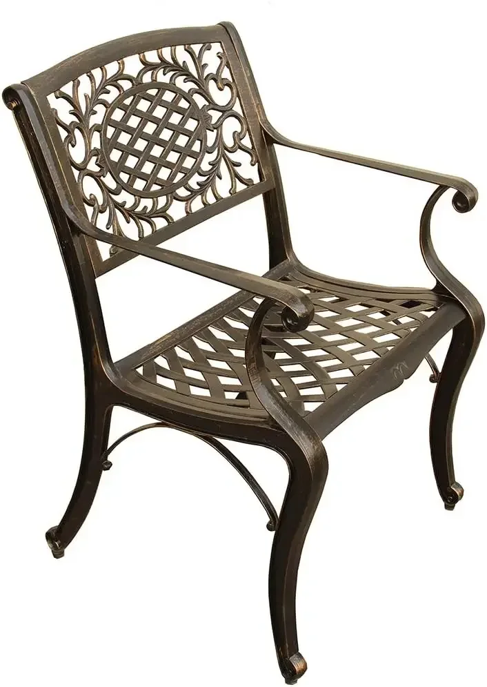 Oakland Living AZ2777-ORNATE-KD-CHAIR-BZ Outdoor Aluminum Dining Chair, Bronze