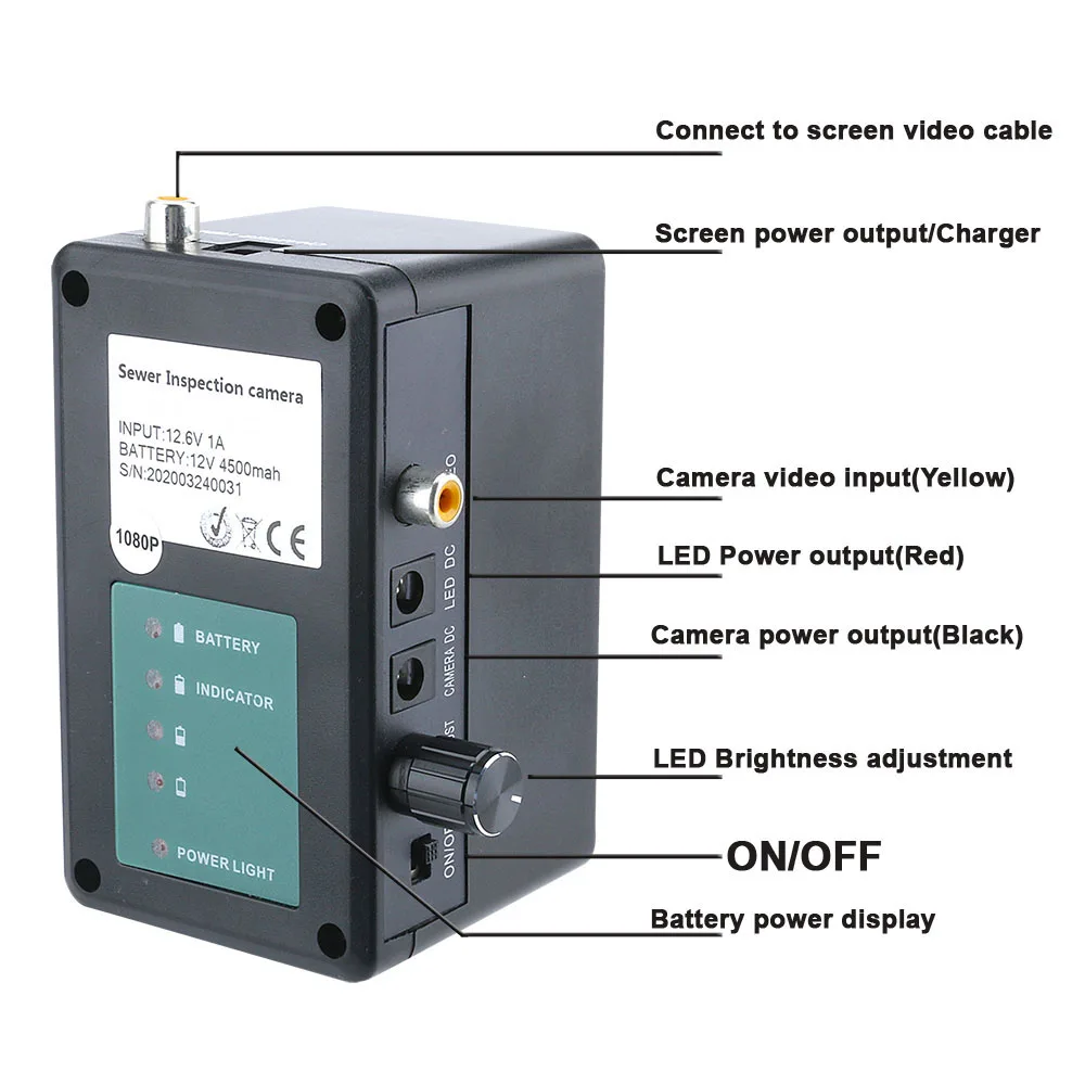 7인치 20M HD1080P 배수 하수관 산업용 내시경 비디오 카메라