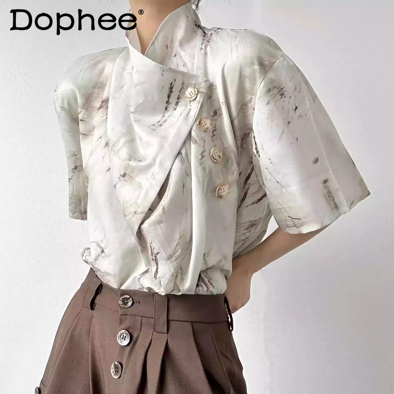 

Мужские и женские рубашки на лето 2025 года, новые рубашки в китайском стиле, шикарные топы с принтом тай-дай, нишевые модные свободные удобные тонкие рубашки с короткими рукавами