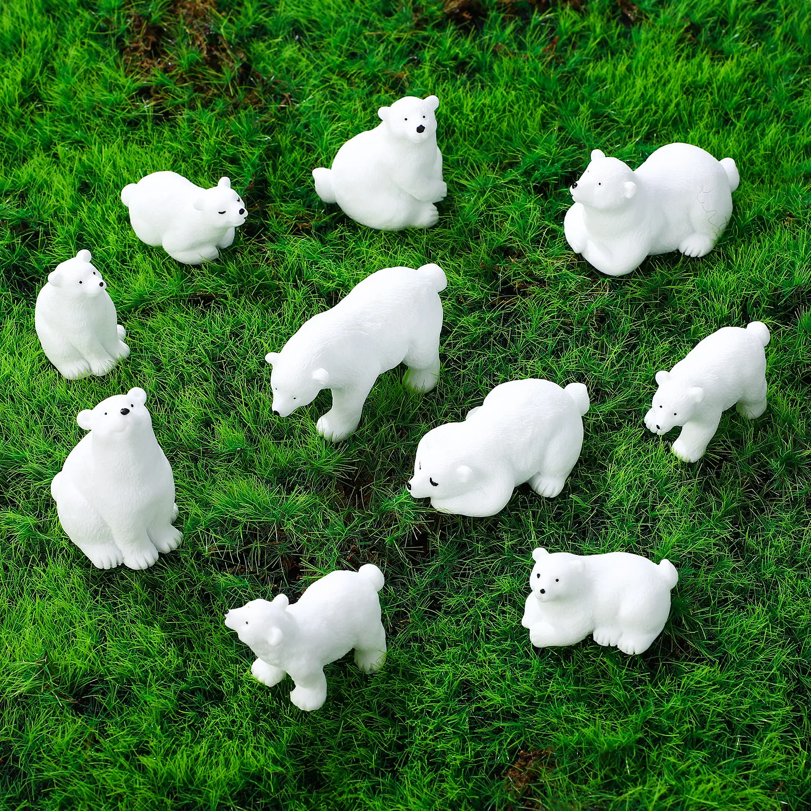 

10 Pcs Resin Polar Bear Animals Toy Figures Decoration Arctic Figurines Mini Realistic Winter