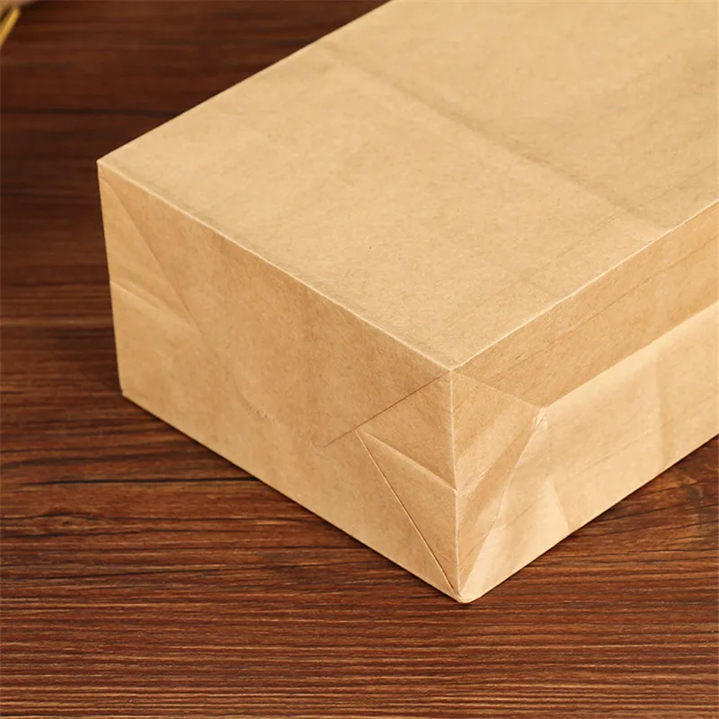 50pcs Brown Kraft Paper Bags White Flat Food Sandwich Bread Pocket Dried Fruits Cookie Baking Candy Bags Party Wrapping Gift Bag