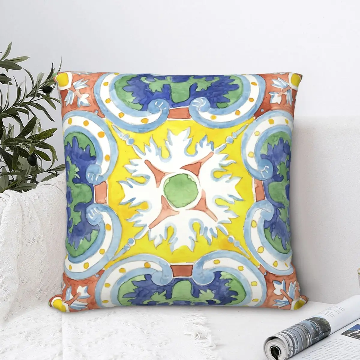 Mexcian Art Throw Pillow Case Talavera Tile Cushion For Home Sofa Chair Decorative Hug Pillowcase