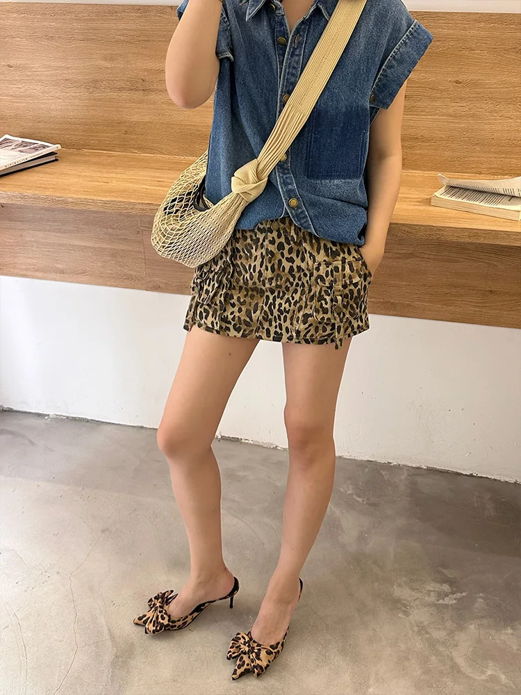 

Low Waist Leopard Print ter Skirt Women's Super ort Spring Summer New Sle Casual Cotton Ci Commute Daily Tour