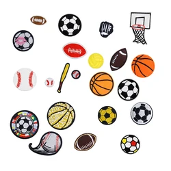 Embroidery Sewing Iron On Football Soccer Basketball Patches Clothing Thermo adhesive Transfer Appliques Stitch Stuff Stickers